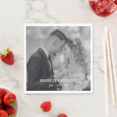 Moderne zwart-wit foto bruiloft servet (Insitu)
