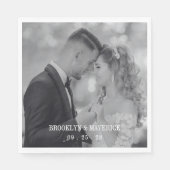 Moderne zwart-wit foto bruiloft servet (Voorkant)
