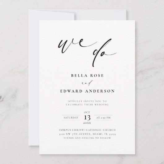 Moderne zwart-wit foto bruiloft uitnodiging (Voorkant)