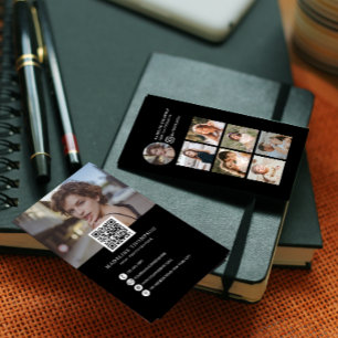 Moderne zwart-wit foto collage fotograaf visitekaartje