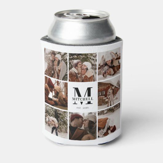 Moderne zwart-wit foto collage Keepsake Blikjeskoeler (Blikje Achterkant)