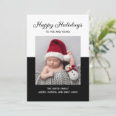 Moderne zwart-wit foto Fijne Feestdagen Foto Holi Feestdagenkaart (Staand voorkant)