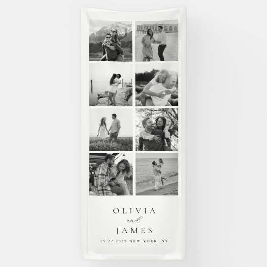 Moderne zwart-wit foto galerij bruiloft spandoek (Verticaal)