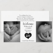 Moderne zwart-wit foto geboorte aankondiging (Voorkant / Achterkant)