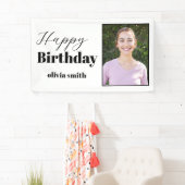 Moderne zwart-wit foto Happy Birthday Spandoek (Insitu)