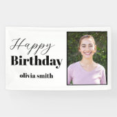 Moderne zwart-wit foto Happy Birthday Spandoek (Horizontaal)