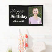 Moderne zwart-wit foto Happy Birthday Spandoek (Insitu)