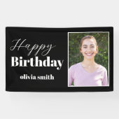 Moderne zwart-wit foto Happy Birthday Spandoek (Horizontaal)