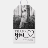 Moderne zwart-wit foto huwelijksgunst cadeaulabel (Voorkant)