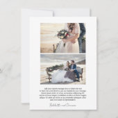 Moderne zwart-wit foto minimalistische bruiloft bedankkaart (Achterkant)