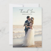 Moderne zwart-wit foto minimalistische bruiloft bedankkaart (Voorkant)