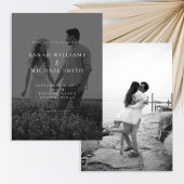 Moderne zwart-wit foto minimalistische bruiloft kaart