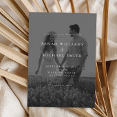 Moderne zwart-wit foto minimalistische bruiloft kaart