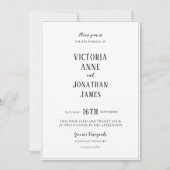 Moderne zwart-wit foto minimalistische bruiloft kaart (Voorkant)