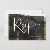 Moderne zwart-wit foto overlay | Bruiloft RSVP Kaartje (Achterkant)