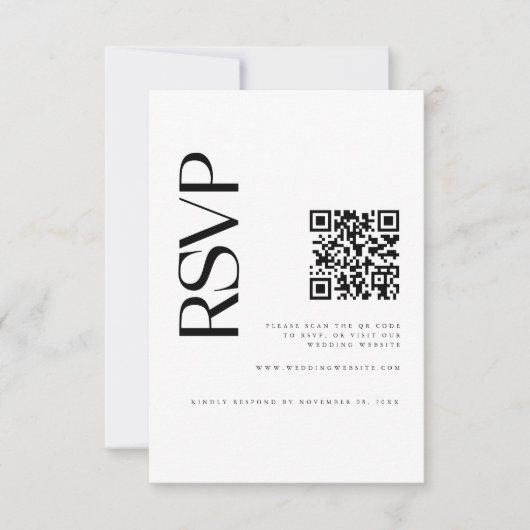 Moderne zwart-wit foto QR code bruiloft RSVP Kaartje (Voorkant)