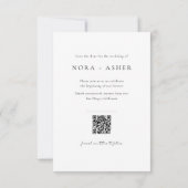 Moderne zwart-wit foto QR-code bruiloft Save The Date (Achterkant)
