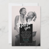 Moderne Zwart Wit Foto QR Dank u Borstel Scrip Save The Date (Voorkant)