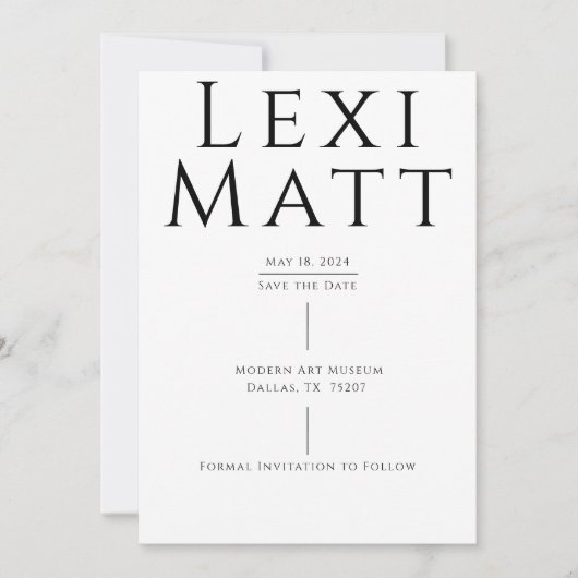 Moderne zwart-wit foto Save the Date (Voorkant)