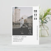 Moderne zwart-wit foto save the date (Staand voorkant)