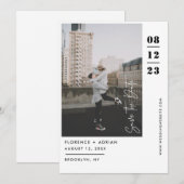 Moderne zwart-wit foto save the date (Voorkant / Achterkant)