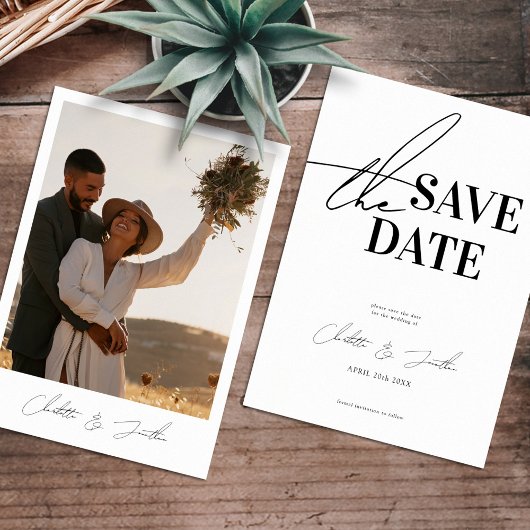 Moderne zwart-wit foto Save the Date