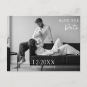 Moderne Zwart-Wit Foto Save the Date Aankondiging (Voorkant)