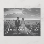 Moderne zwart-wit foto save the date briefkaart (Voorkant)