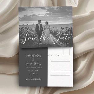 Moderne zwart-wit foto save the date briefkaart