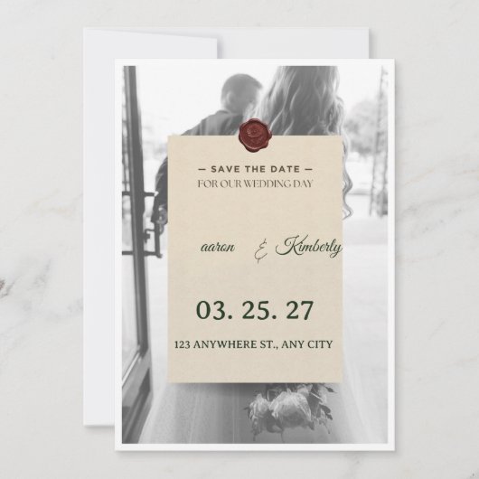 Moderne Zwart&Wit Foto Save the Date Kaart (Voorkant)