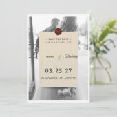 Moderne Zwart&Wit Foto Save the Date Kaart (Staand voorkant)