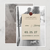 Moderne Zwart&Wit Foto Save the Date Kaart (Voorkant / Achterkant)