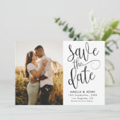 Moderne Zwart-Wit Foto Save the Date Trouwdag (Staand voorkant)
