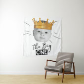 Moderne zwart-wit foto van eerste verjaardag wandkleed (In situ)