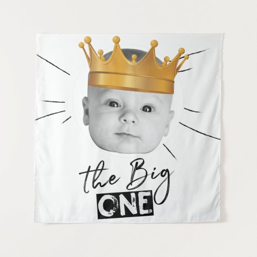 Moderne zwart-wit foto van eerste verjaardag wandkleed (Voorkant)