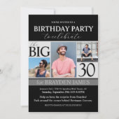 Moderne zwart-wit foto verjaardagsuitnodiging kaart (Voorkant)