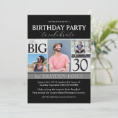 Moderne zwart-wit foto verjaardagsuitnodiging kaart (Staand voorkant)