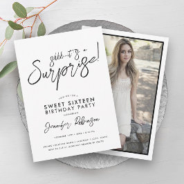 Moderne zwart-wit foto verrassing zoet 16 kaart