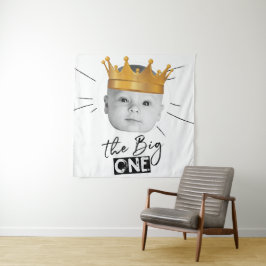 Moderne zwart-wit foto voor eerste verjaardag wandkleed