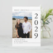 Moderne zwart-wit foto Vrolijk kerstfeest Feestdagenkaart (Staand voorkant)