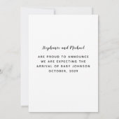 Moderne zwart-wit foto zwangerschapsaankondiging aankondiging (Achterkant)