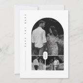 Moderne zwart-wit fotocollage Bewaar de datum Kaart (Voorkant)
