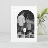 Moderne zwart-wit fotocollage Bewaar de datum Kaart (Staand voorkant)