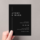 Moderne zwart-wit fotocollage QR-code bruiloft Acryl Uitnodigingen (Insitu (Draagbaar))