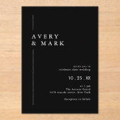 Moderne zwart-wit fotocollage QR-code bruiloft Acryl Uitnodigingen (Voorkant)