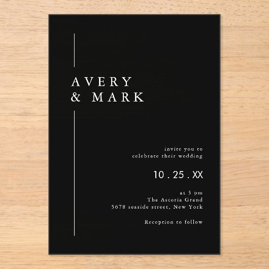 Moderne zwart-wit fotocollage QR-code bruiloft Acryl Uitnodigingen (Voorkant)