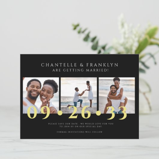 Moderne zwart-wit foto's slaan de datum op kaart (Staand voorkant)