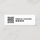 Moderne zwart-wit gedurfde typografie QR-code Mini Visitekaartje (Achterkant)