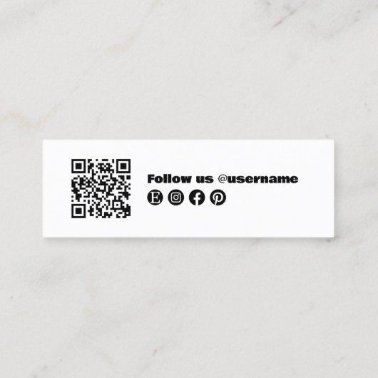 Moderne zwart-wit gedurfde typografie QR-code Mini Visitekaartje (Achterkant)