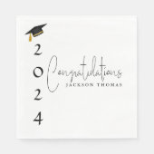 Moderne Zwart-wit Gefeliciteerd Afstuderen Servet (Voorkant)